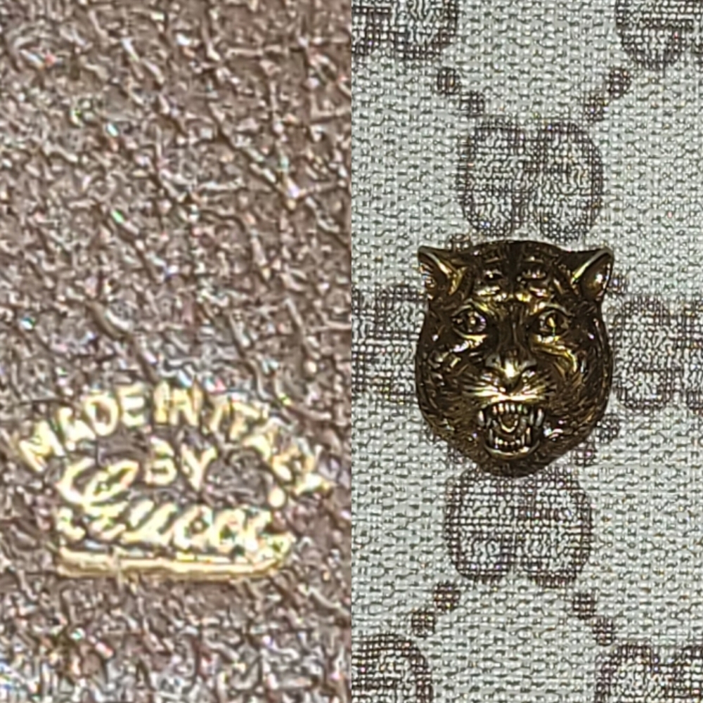 Gucci Gg Supreme Beige/Brown Canvas Cat Animalier Wallet Like New Authentic - Picture 10 of 14